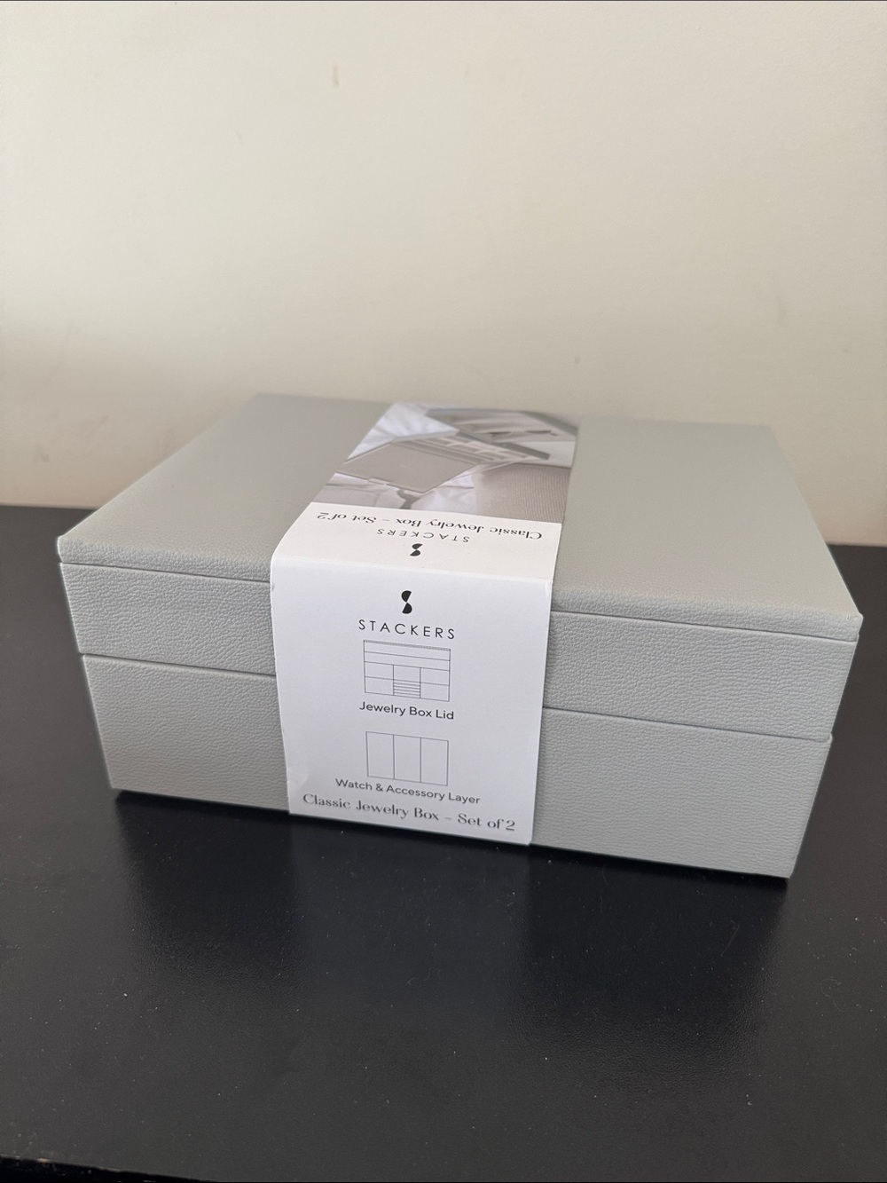 STACKERS Classic Jewelry Box Lid in Light Gray set of 2
